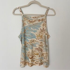 Ulla Johnson Blue and Cream Floral 100% Cotton Camisole